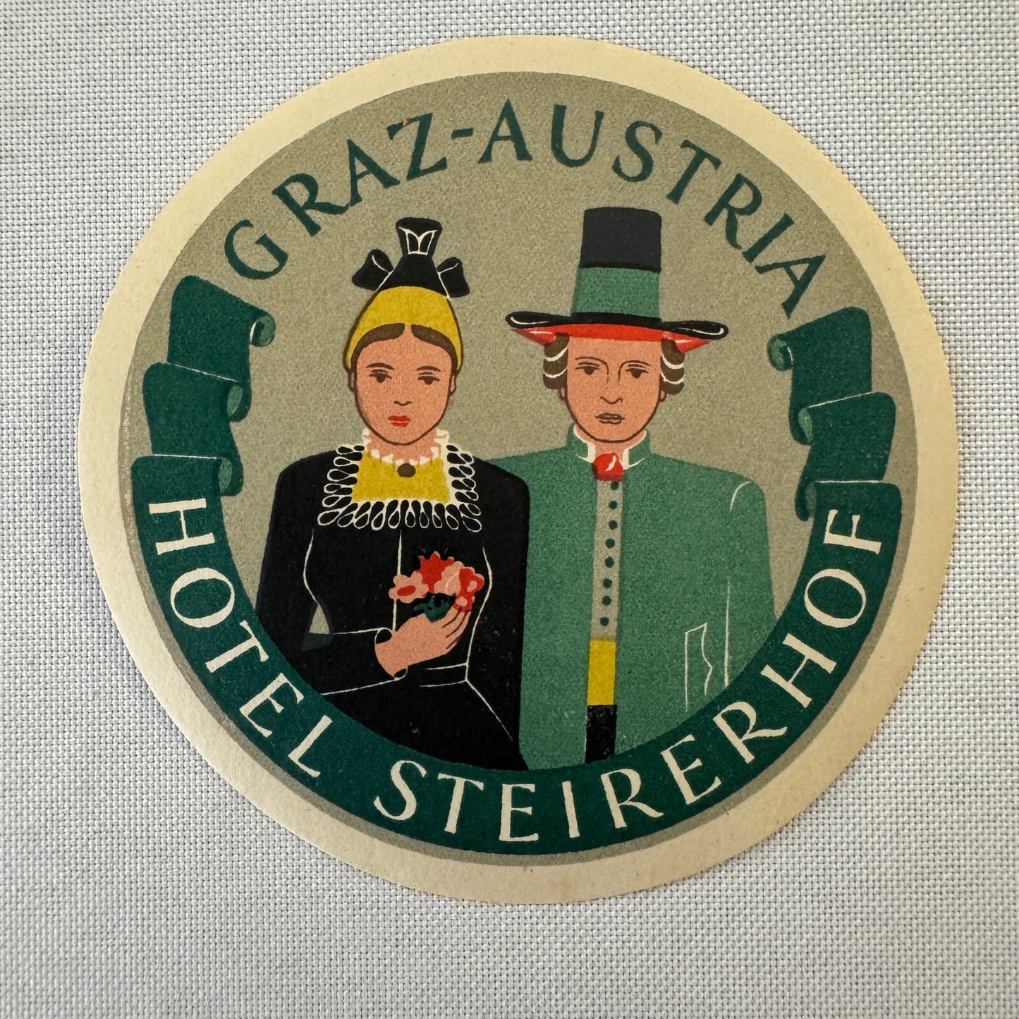 Vintage Hotel Travel Label Hotel Steirerhof Graz Austria Austrian