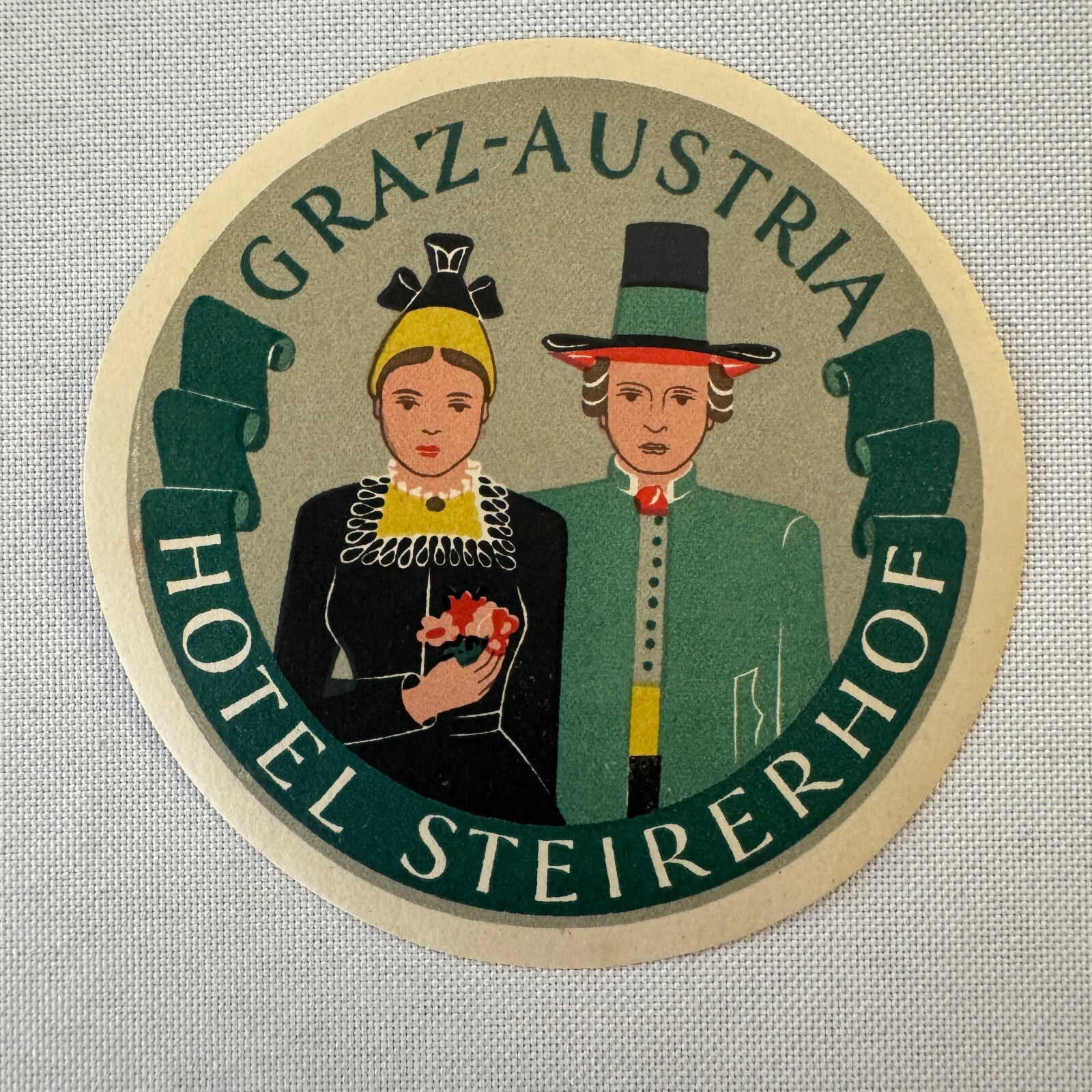 Vintage Hotel Travel Label Hotel Steirerhof Graz Austria Austrian