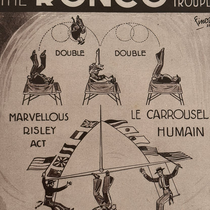Vintage Circus Performer Tumbling Acrobat Act Advertising Card Ronco Troupe