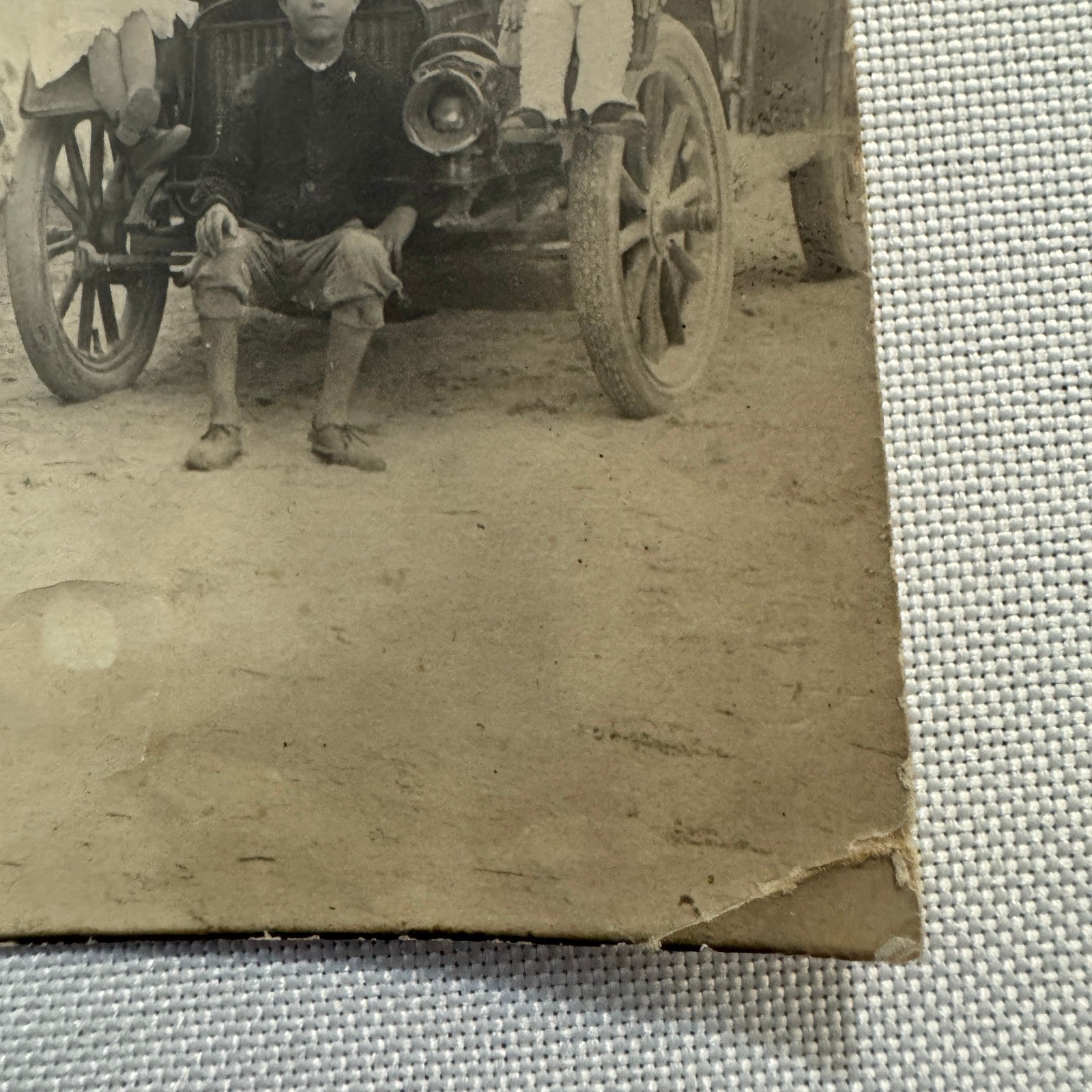 Antique Photo Photograph Print People with Automobile Car