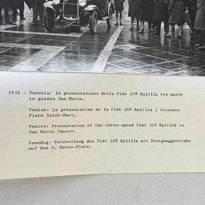 Vintage Fiat 508 Balilla at San Marco Square Photo Photograph Print with Caption