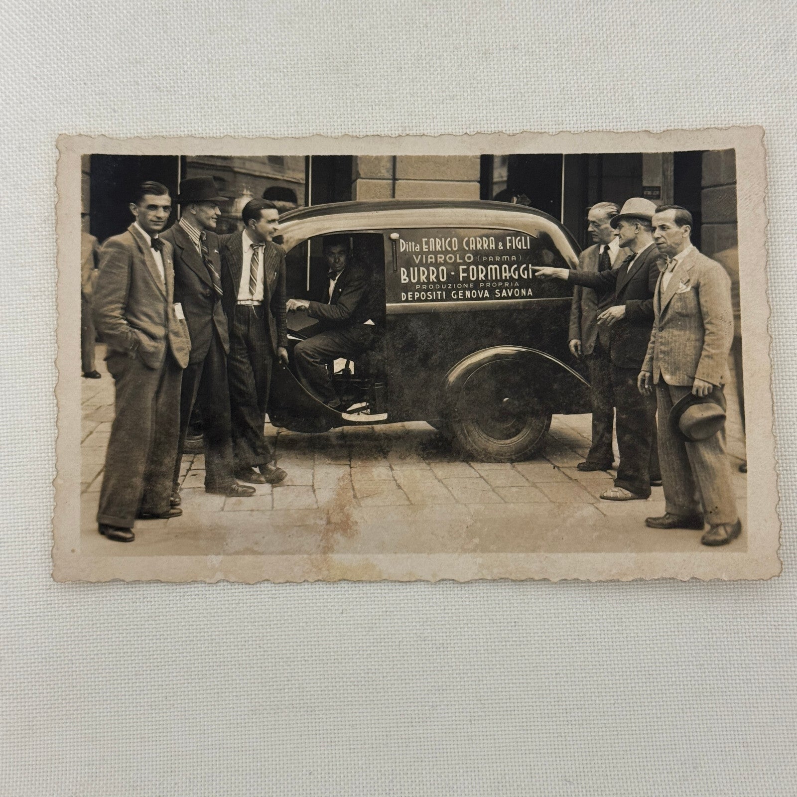 Vintage Photograph Photo Men with Delivery Van Antique Italian