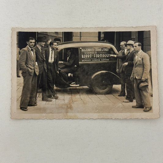 Vintage Photograph Photo Men with Delivery Van Antique Italian