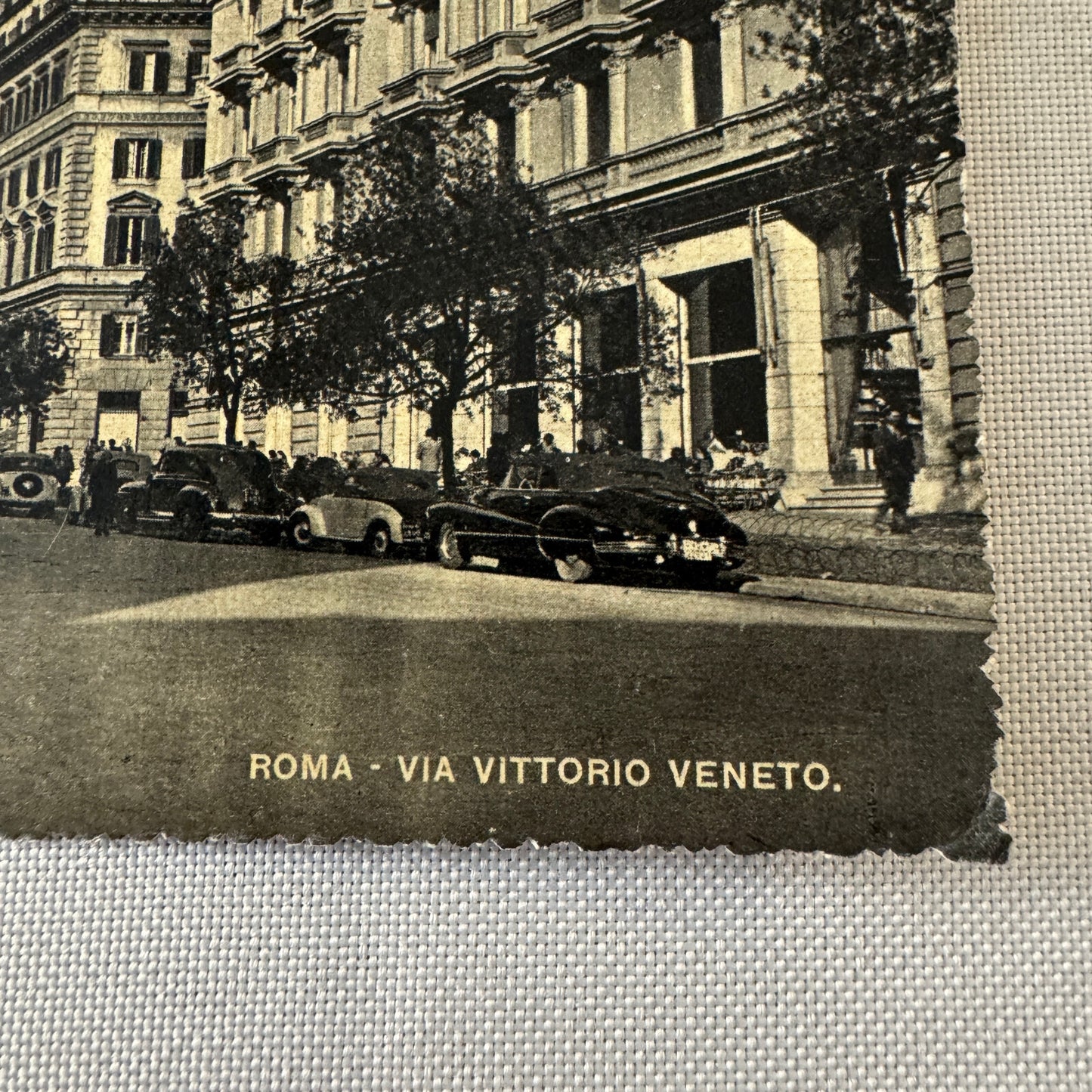 Vintage Italian Street Postcard Post Card Roma Rome Via Vittorio Veneto Car