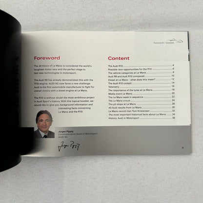 Audi R10 LeMans Racing Media Information Brochure 24 Hours of Le Mans
