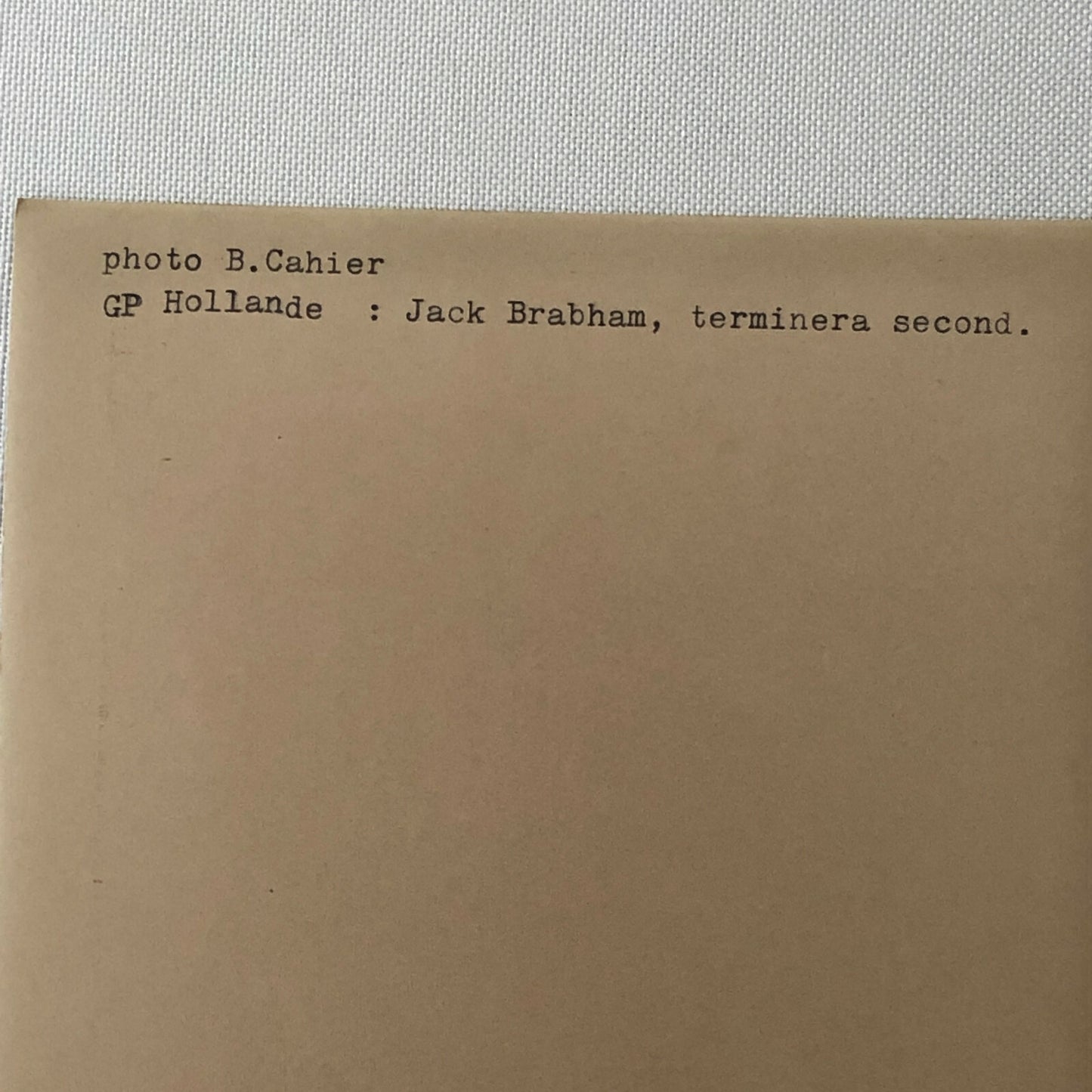 Vintage Racing Photo Photograph Jack Brabham in Car Bernard Cahier 