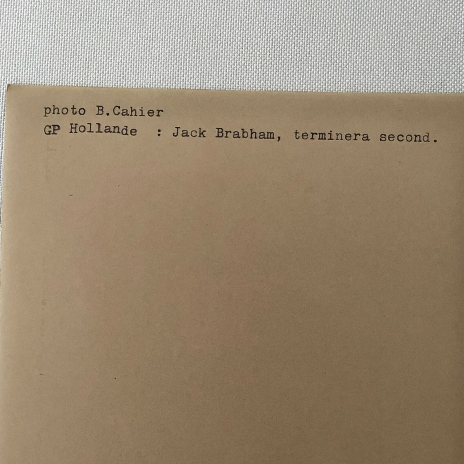 Vintage Racing Photo Photograph Jack Brabham in Car Bernard Cahier 