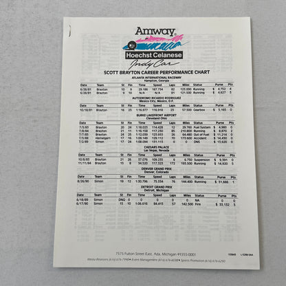 1991 Amway Indy Car Racing Press Kit Brochure Vintage Scott Brayton Driver