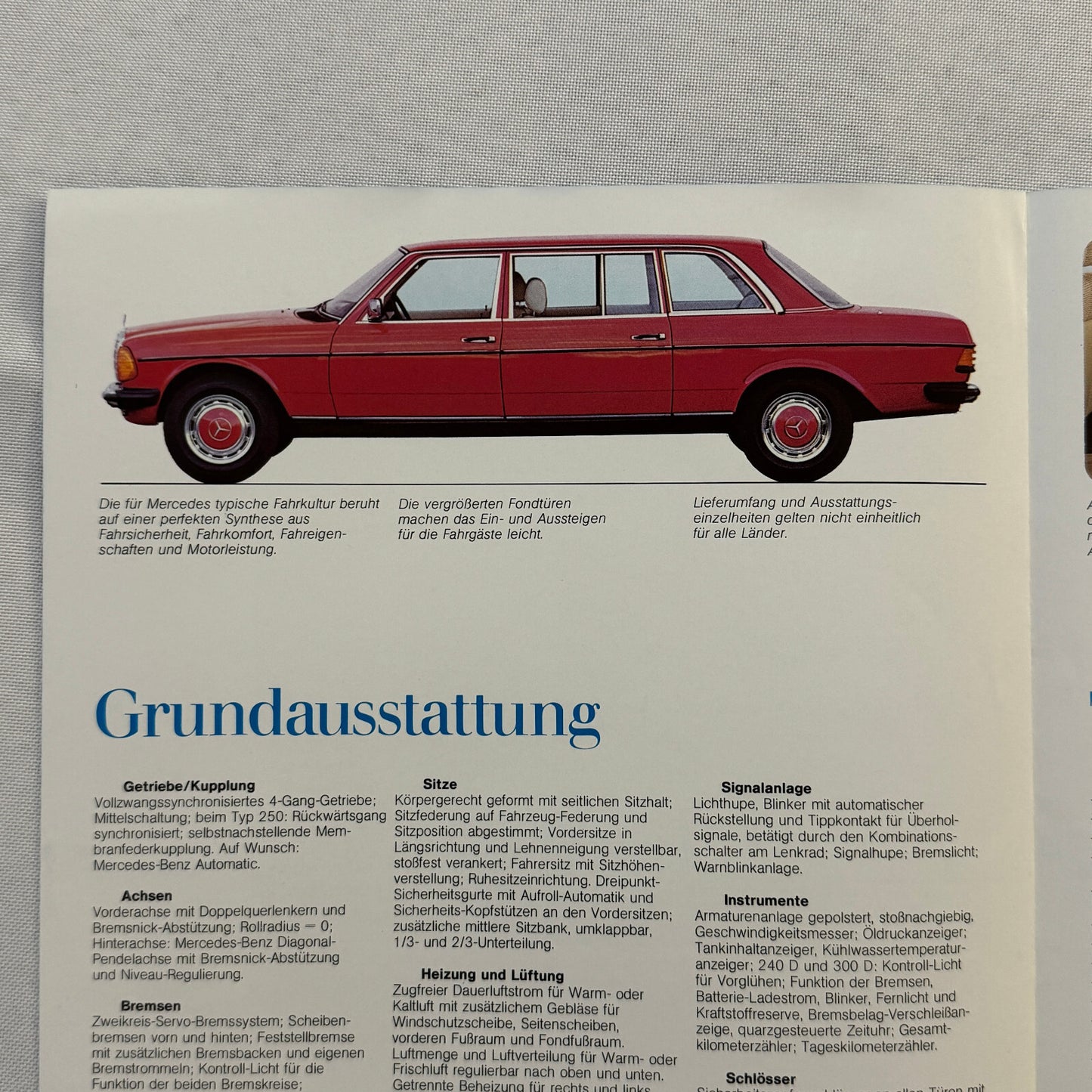 Mercedes Benz Limousine Sales Brochure Catalog 240D 300D 250 Vintage German
