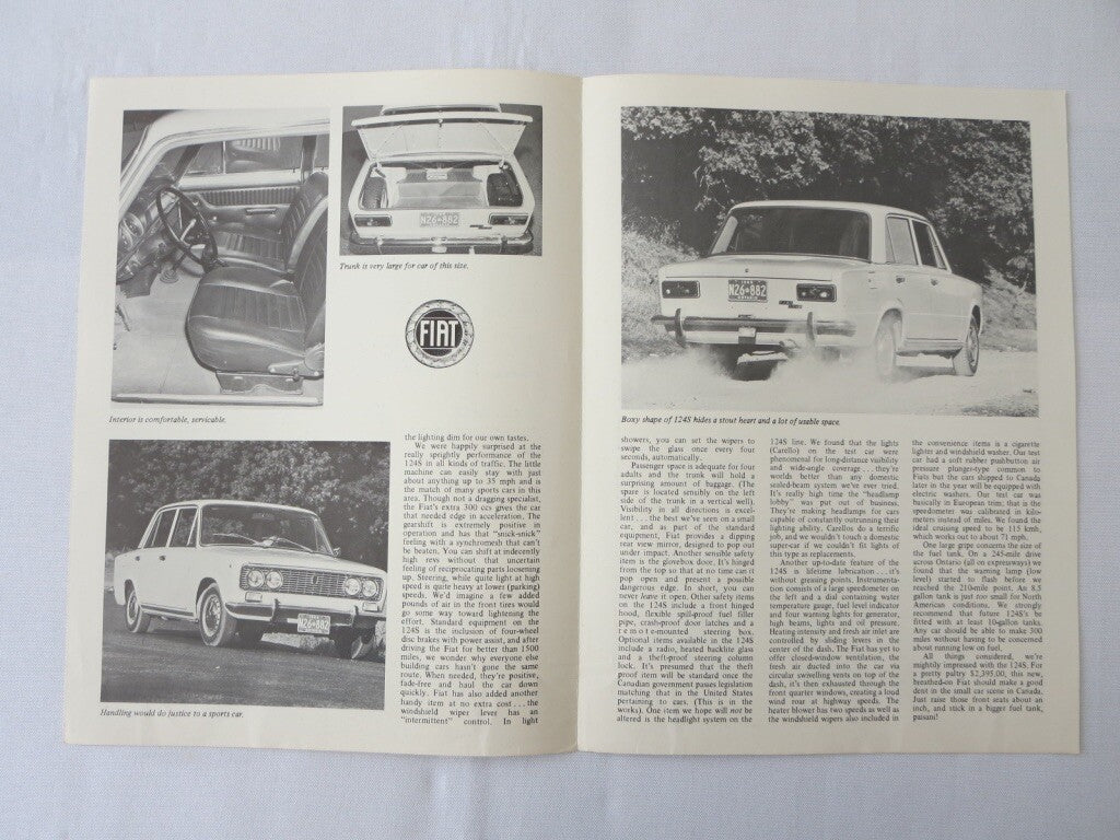 1970 1971 1972 ? Fiat 124S Road Test Sales Sales Brochure 124 S 