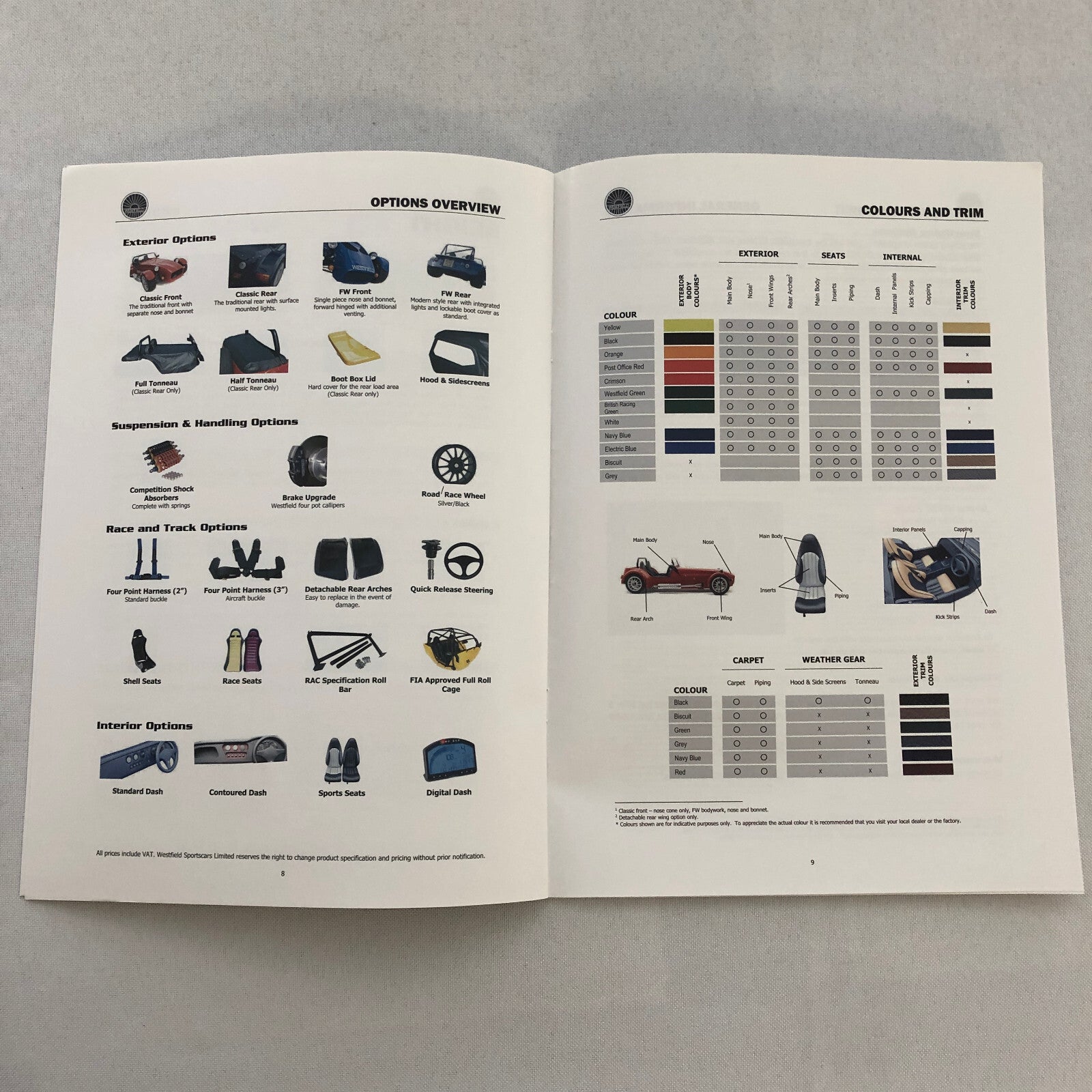 Westfield Kit Car Sports Cars Sales Brochure Catalog SEiGHT Mega Range Sport