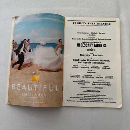 Necessary Targets Cast Signed Theater Playbill Autographed Signature 2002