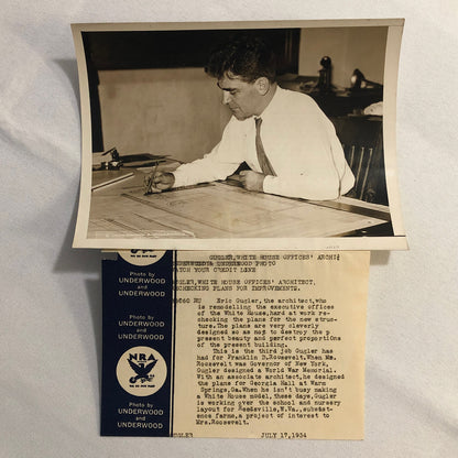 Press Photo Photograph Architect Eric Gugler White House Executive Offices 1934