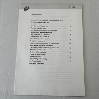 2004 Renault Truck Van Factory Press Kit Brochure Photos Kangoo Master GERMAN