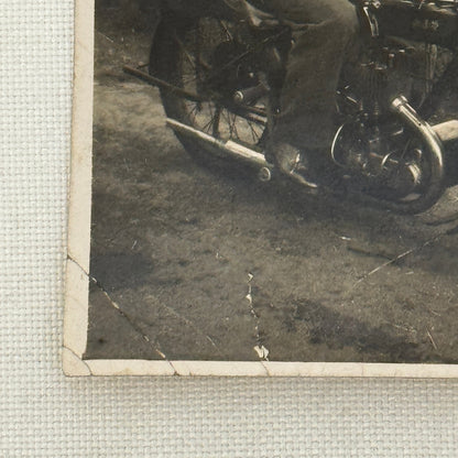 Vintage Photograph Photo Man on Motorcycle Bike