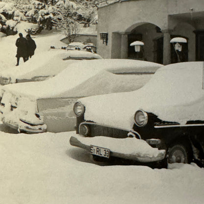 Vintage Cars in Snow Storm Photo Photograph Snapshot