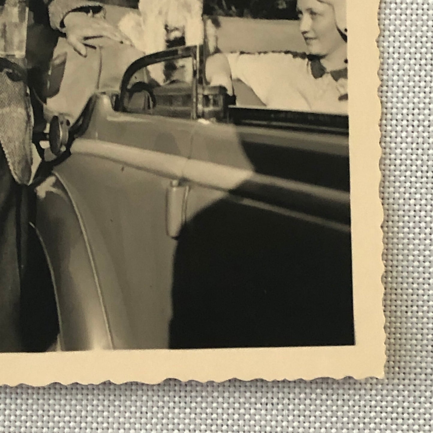 Vintage Photo Photograph Print Dog with Man and Woman in Car Automobile Germany