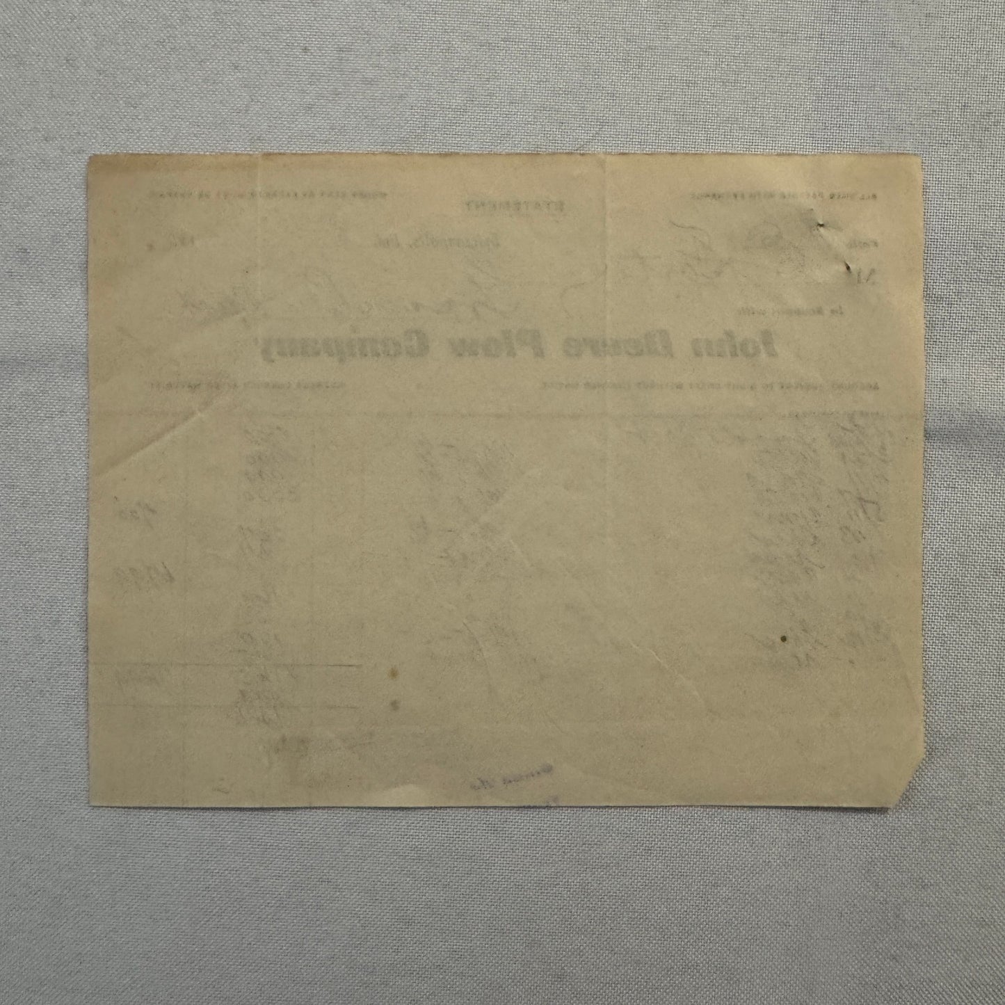 1908 John Deere Plow Company Antique Document Receipt Invoice Farm Equipment