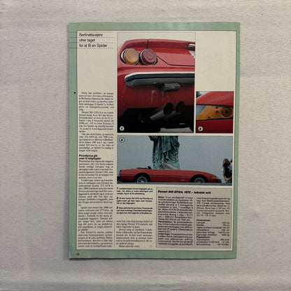 1972 Ferrari 365 GTS/4 Car Magazine Insert Poster European