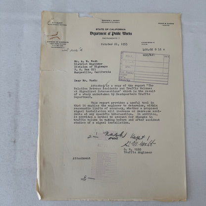 1955 California Traffic Accident Civil Engineering Road Construction Study