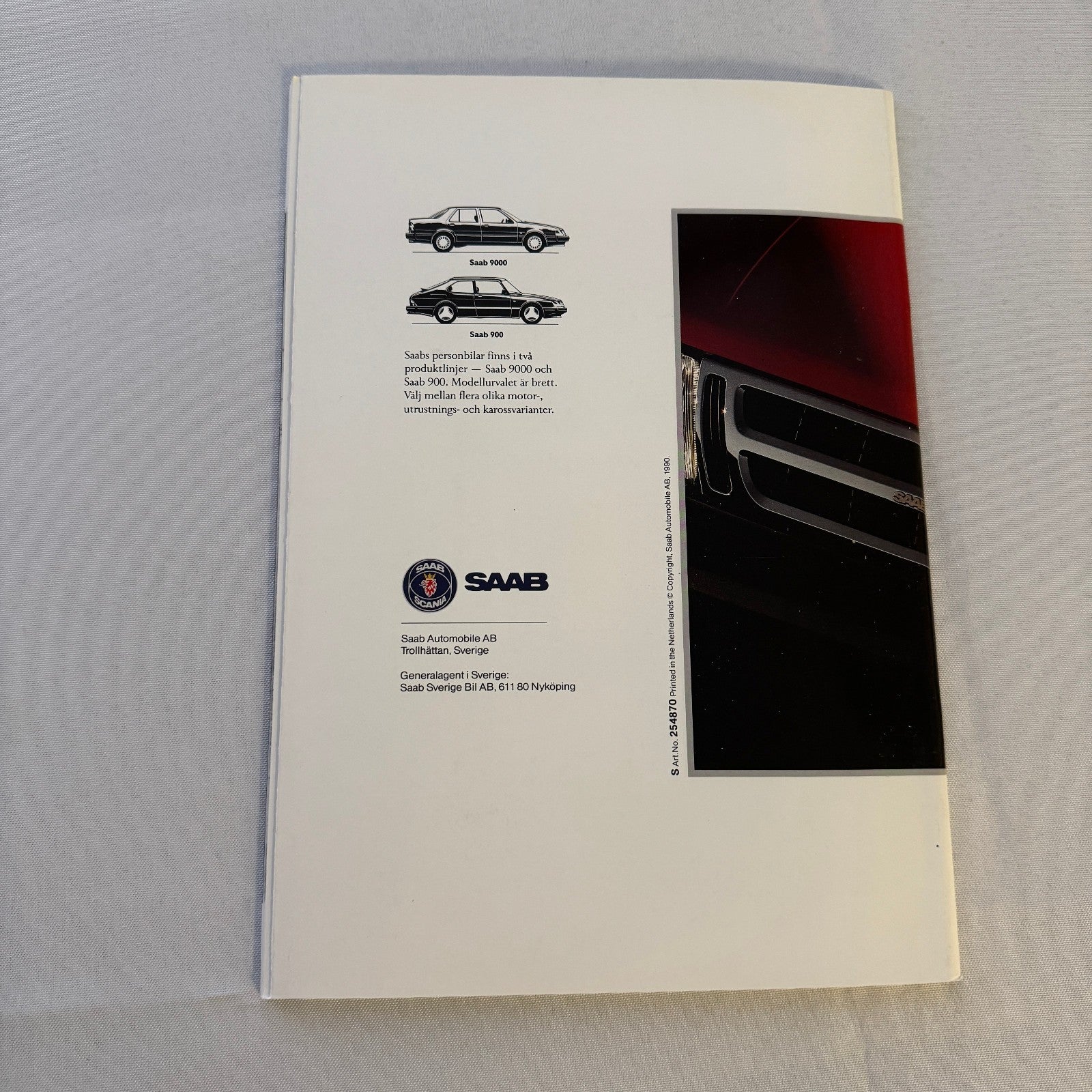 1991 Saab 900 Car Sales Brochure Catalog Saab 900 Cabriolet Turbo 16S SWEDISH