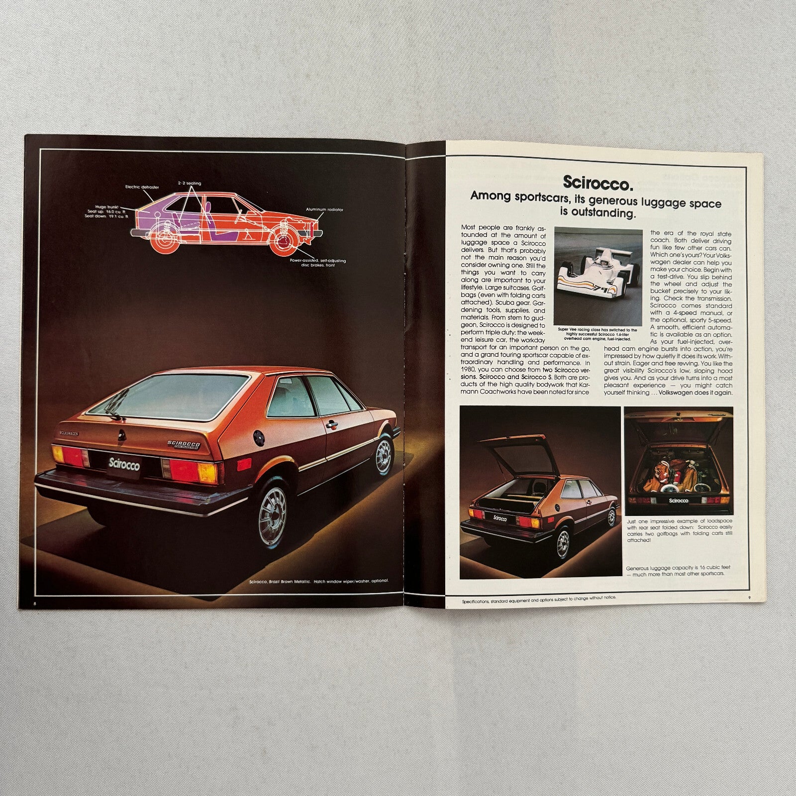 1980 Volkswagen VW Scirocco Car Sales Brochure Catalog Advertising
