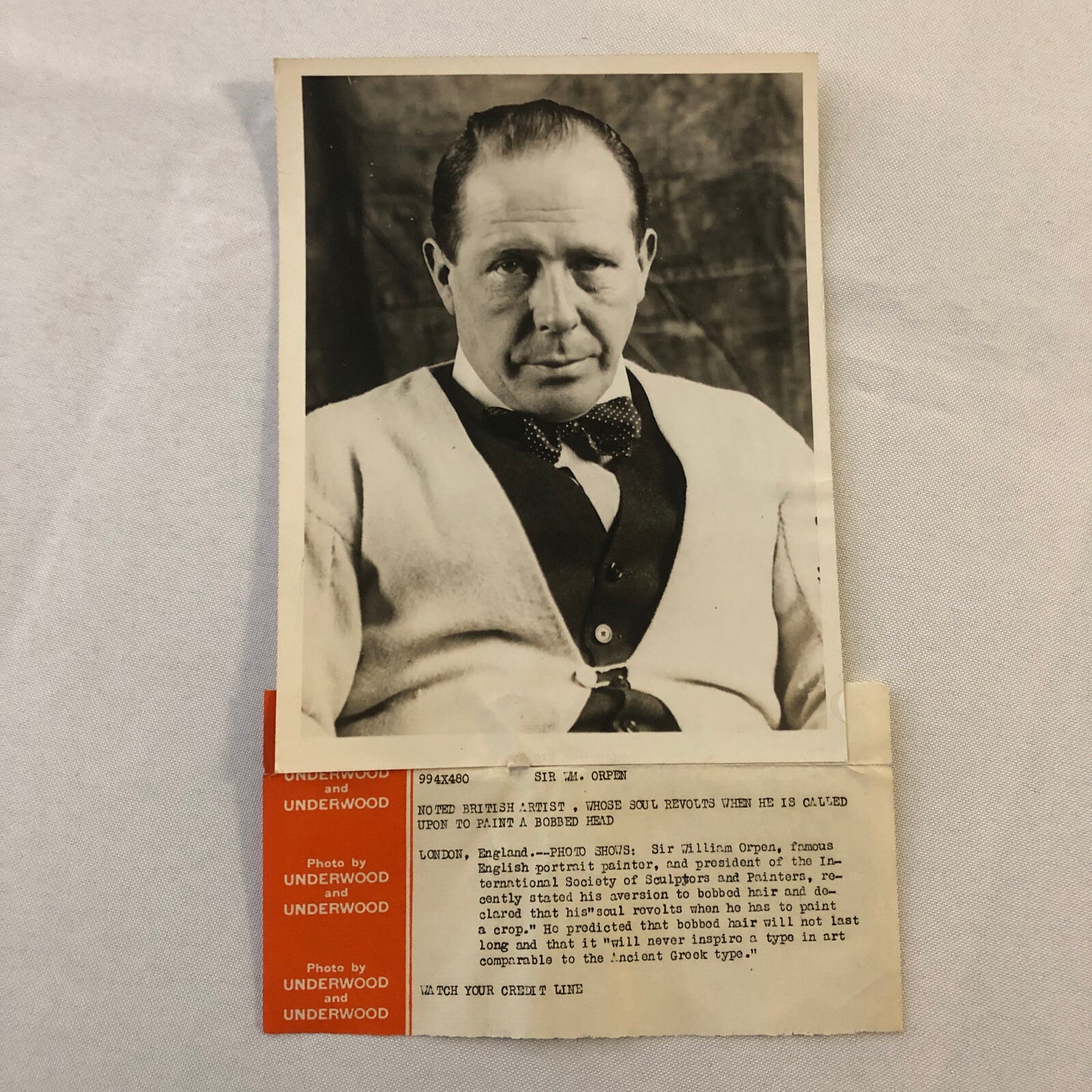 Vintage Press Photo Photograph British Artist Sir William Orpen Portrait Painter