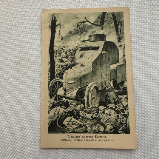 Vintage Italian Military Vehicle Early Tank Postcard Post Card