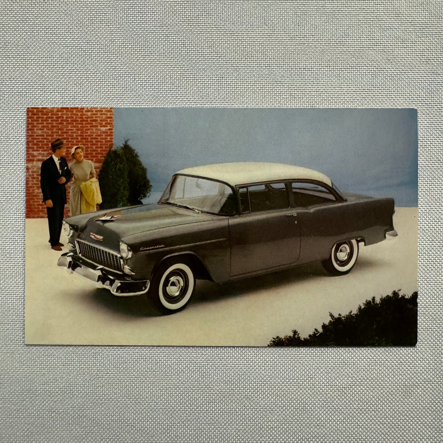 1955 Chevrolet One Fifty Utility Sedan Advertising Postcard Vintage