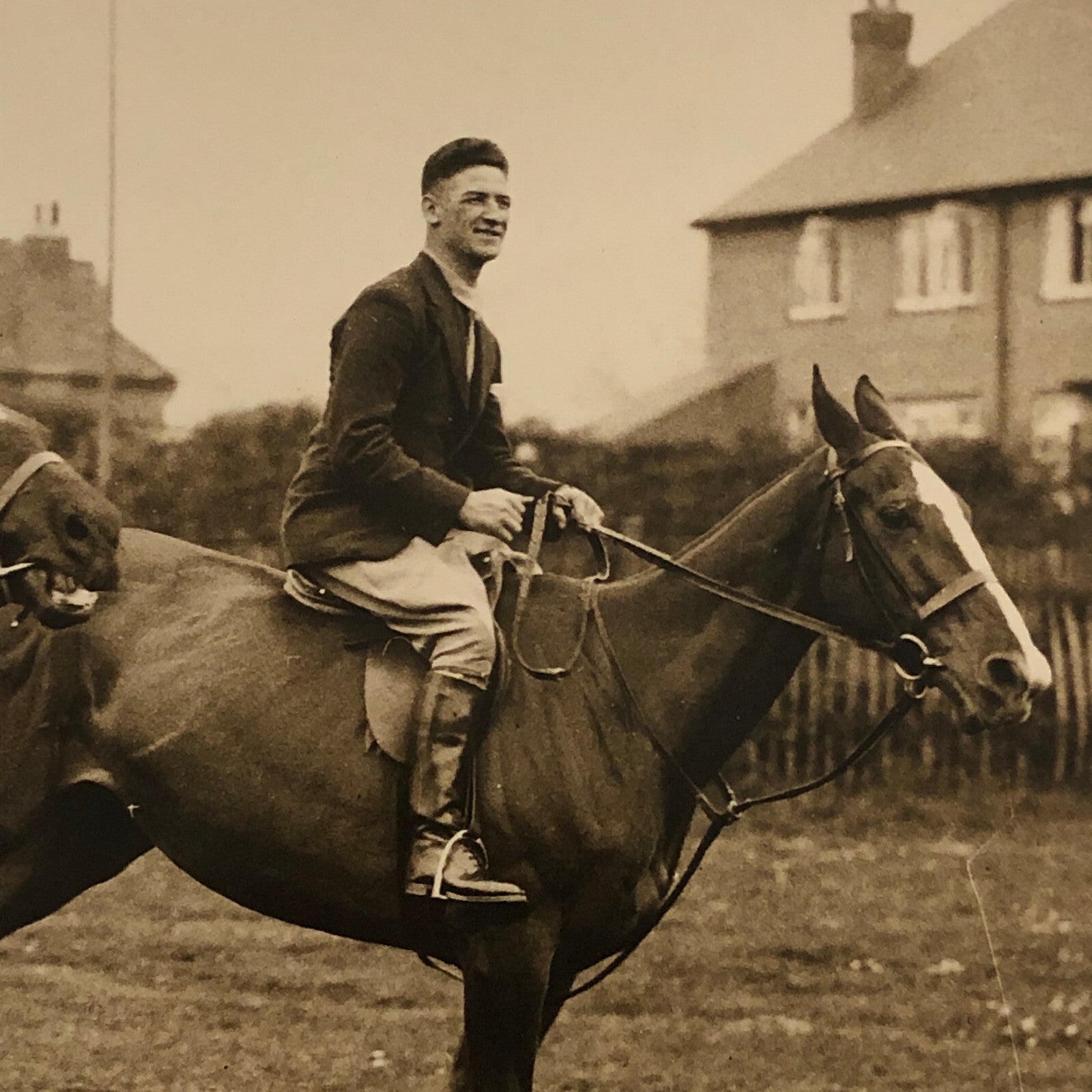 Press Photo Photograph Welterweight Boxer Jack Hood on Horse British 1933 Boxing