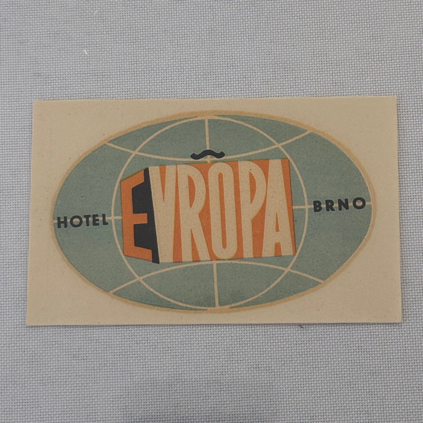 Vintage Hotel Travel Label Hotel Europa Brno Czech Republic Czechia