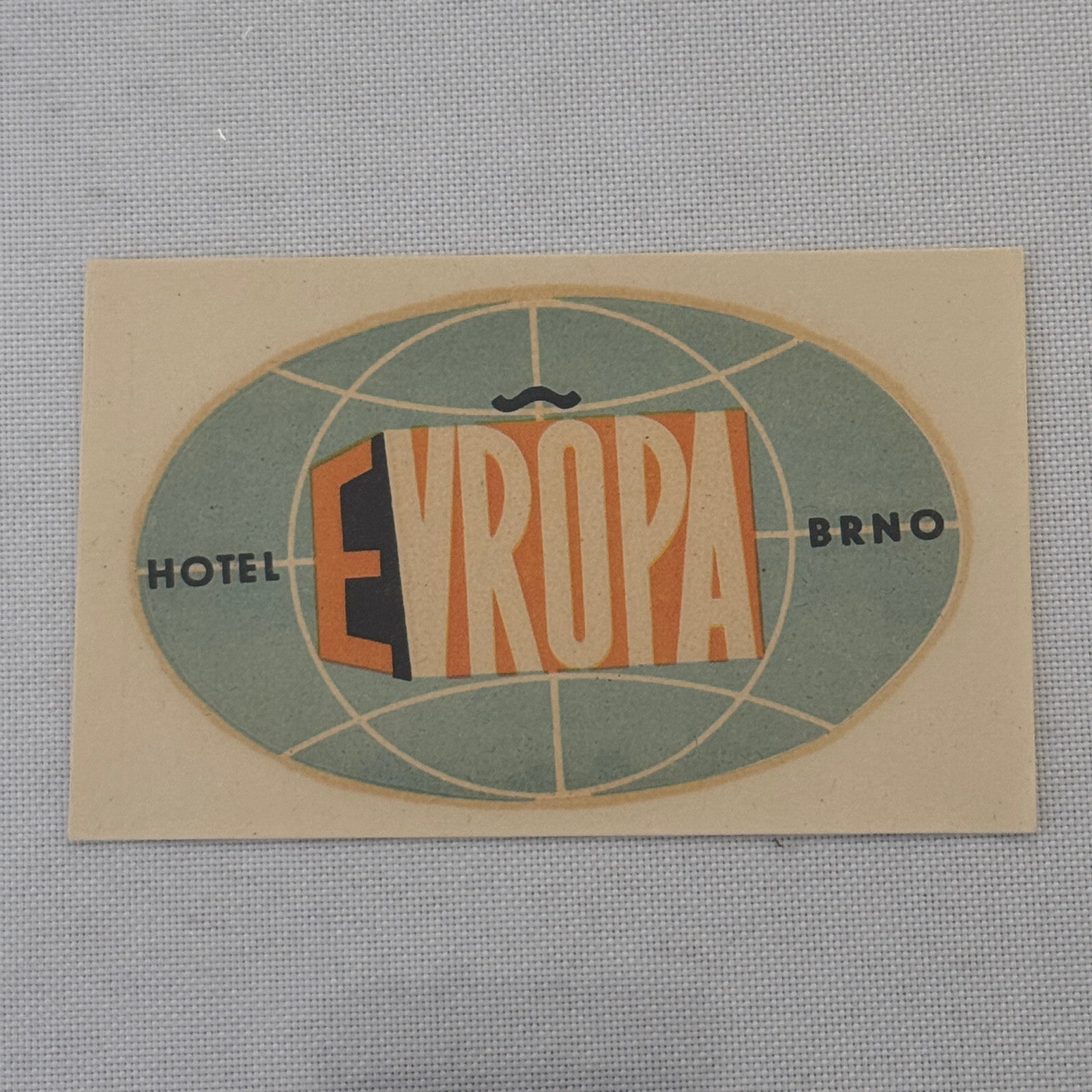 Vintage Hotel Travel Label Hotel Europa Brno Czech Republic Czechia