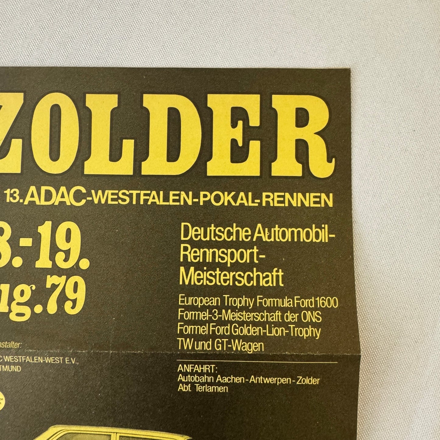 1979 ADAC Zolder Racing Event Advertisement Flyer BMW Car Motorsport