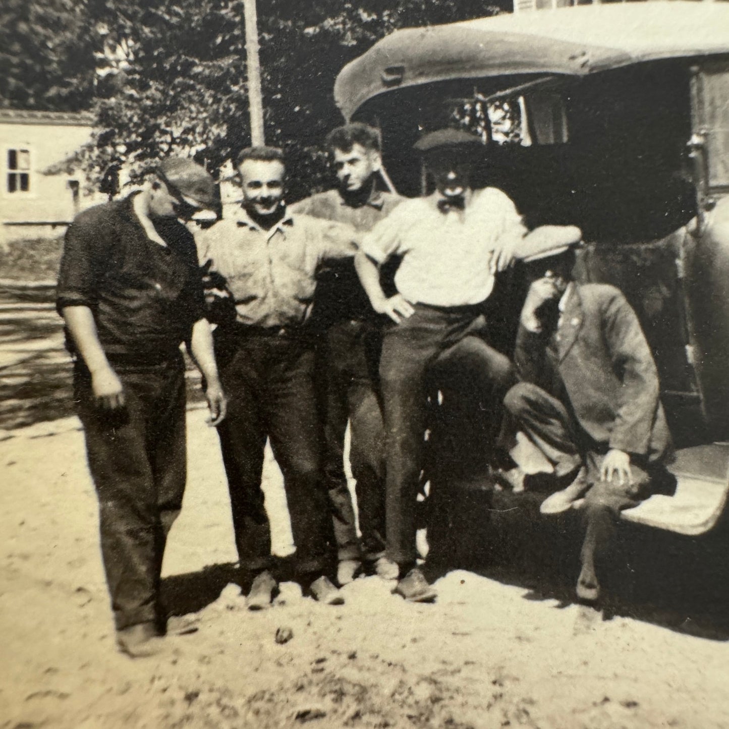 Vintage Car Photo Photograph Print Men with Automobile Snapshot