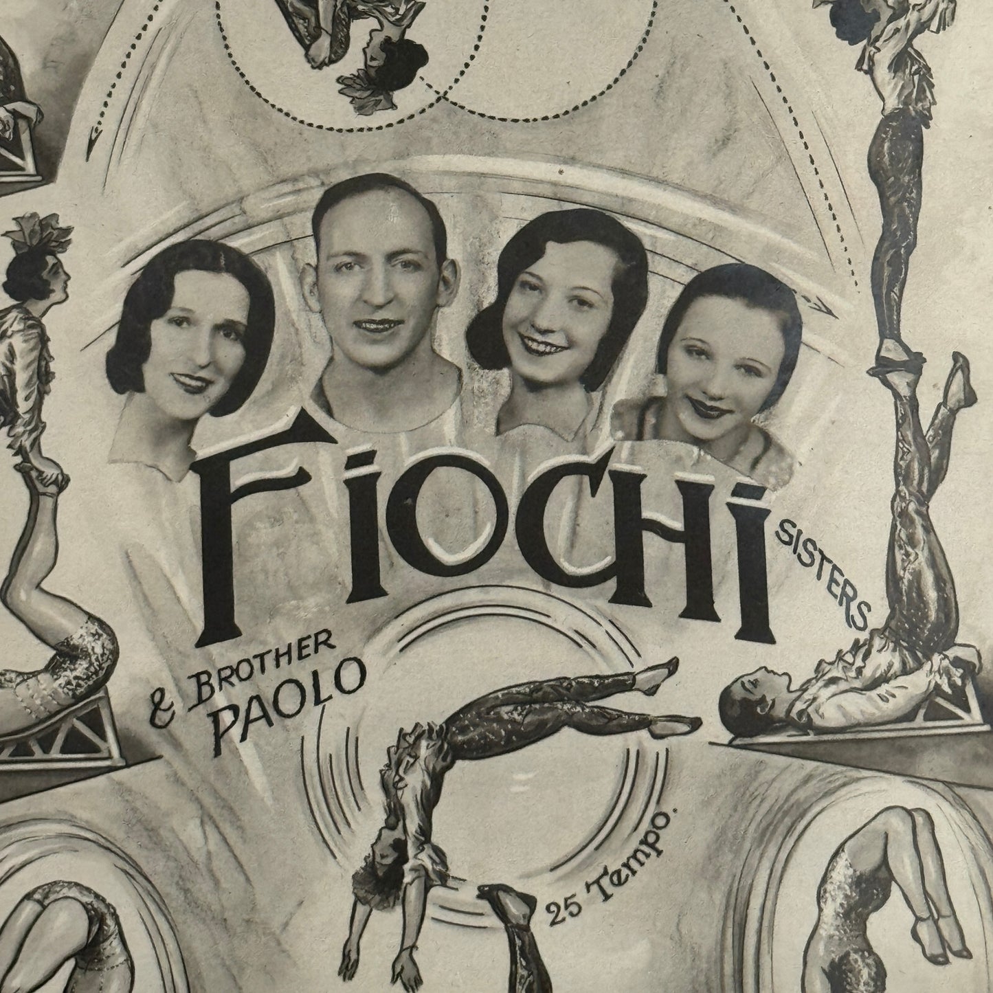 Vintage Circus Acrobat Balancing Act Photo Photograph Fiochi Sisters Paolo