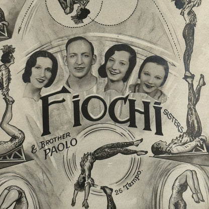 Vintage Circus Acrobat Balancing Act Photo Photograph Fiochi Sisters Paolo