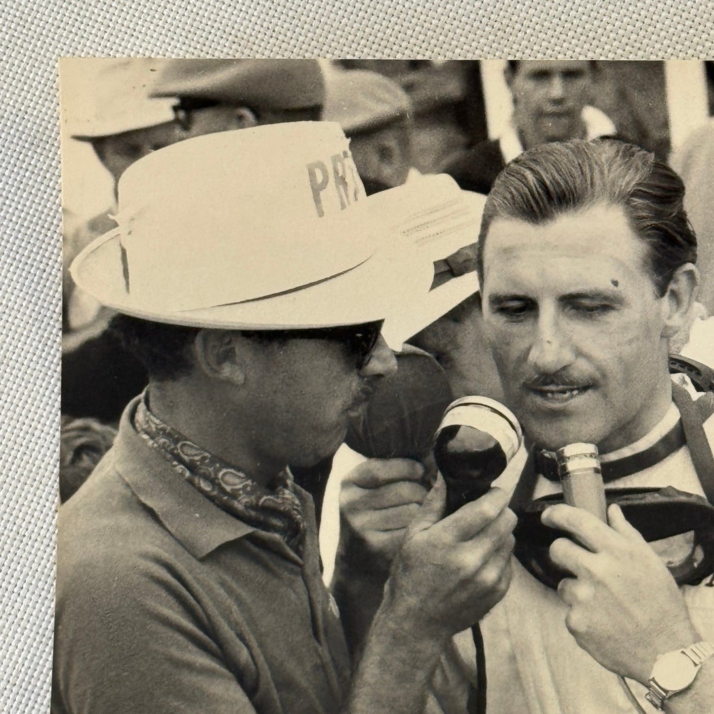 Vintage Racing Photo Graham Hill Giving Interview Photograph Print