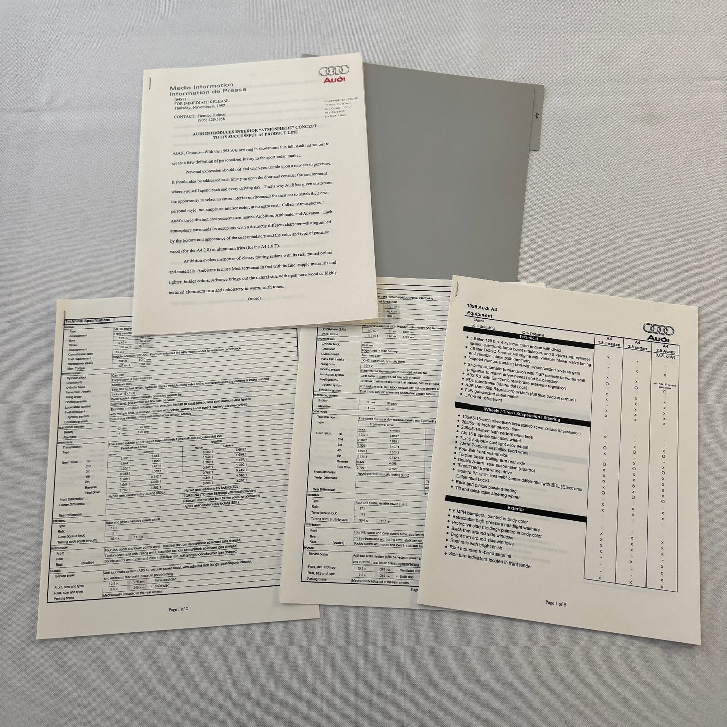 1998 Audi Press Kit Box Brochure A4 A6 A8 Factory Photos 35mm Slides
