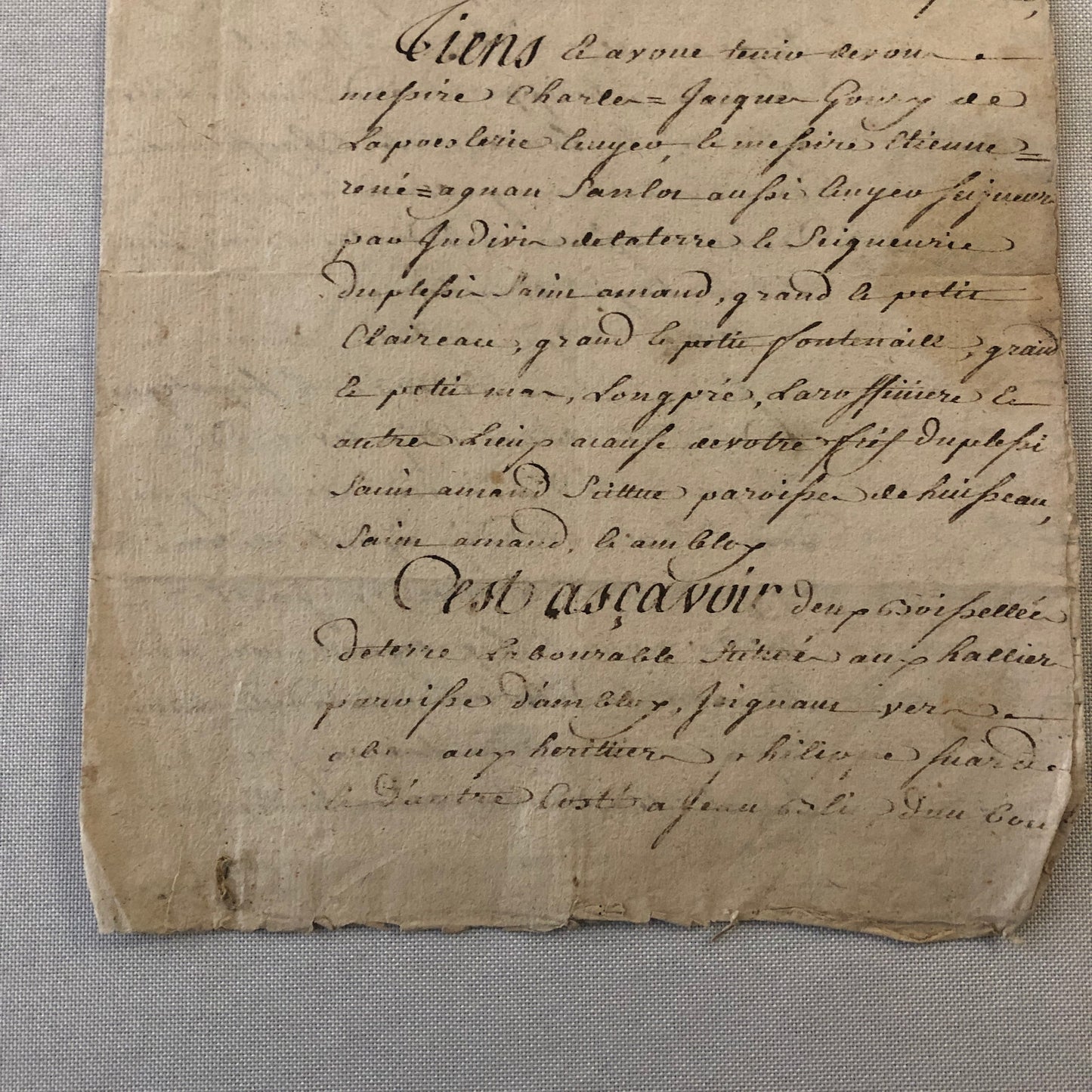 Antique Hand Written French Document Dated 1763 Beautiful Early Letter