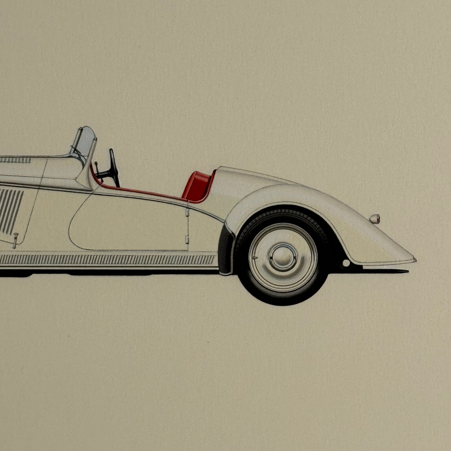 1935 Adler Trumpf Junior Sport Car Illustration Art Drawing Hand Drawn Vintage