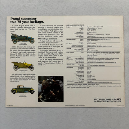 Audi 4000 Car Sales Brochure Catalog Advertising Vintage 1979 1980