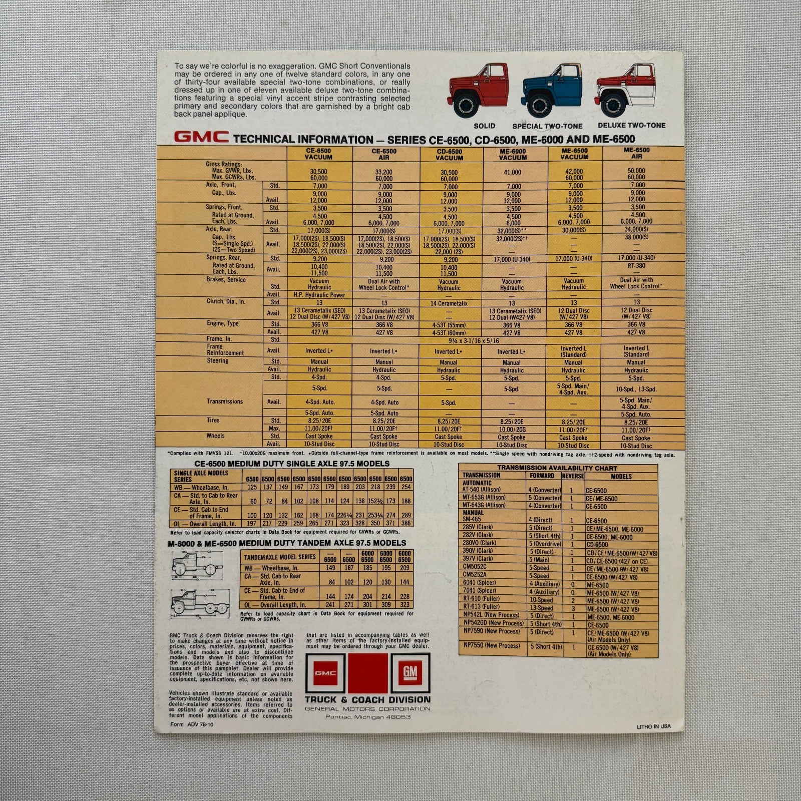 GMC 97.5 Conventional Series Truck Sales Brochure Catalog 6500 Series Vintage
