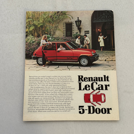 Renault LeCar 5 Door Car Sales Brochure Catalog Vintage Advertising