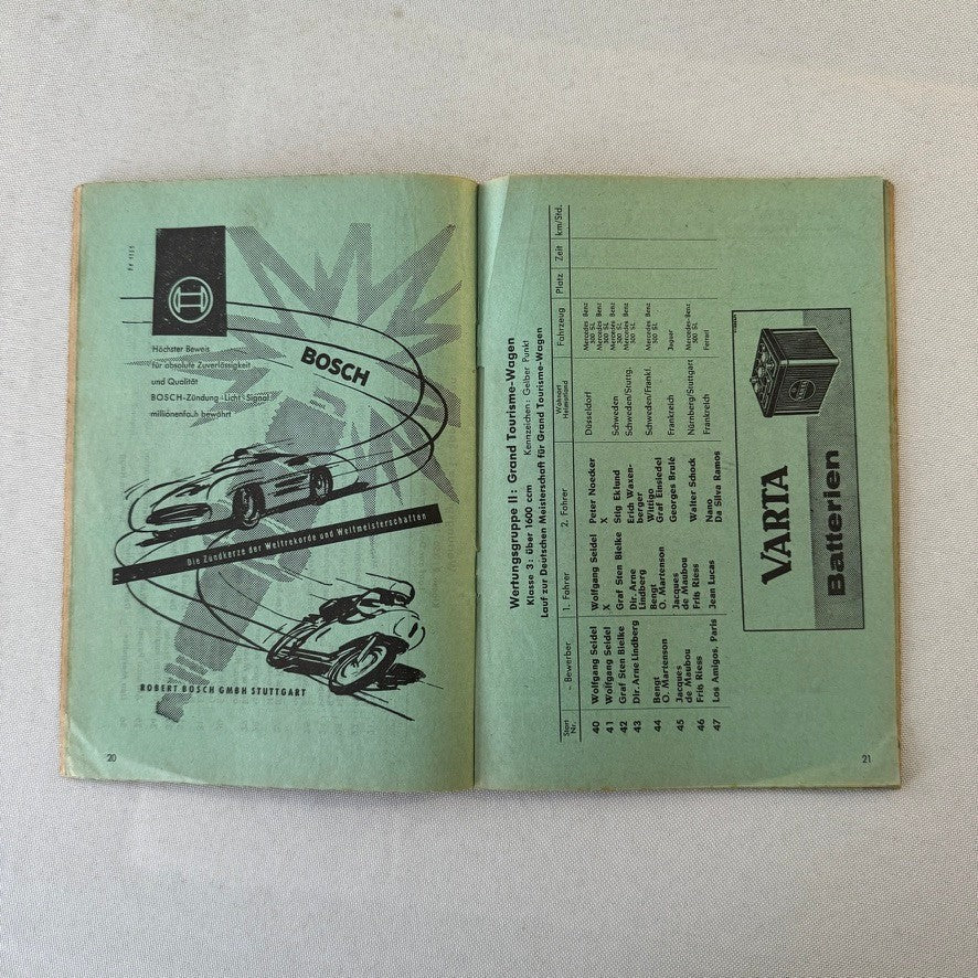1957 ADAC 1000KM Racing Program Nurburgring Race German