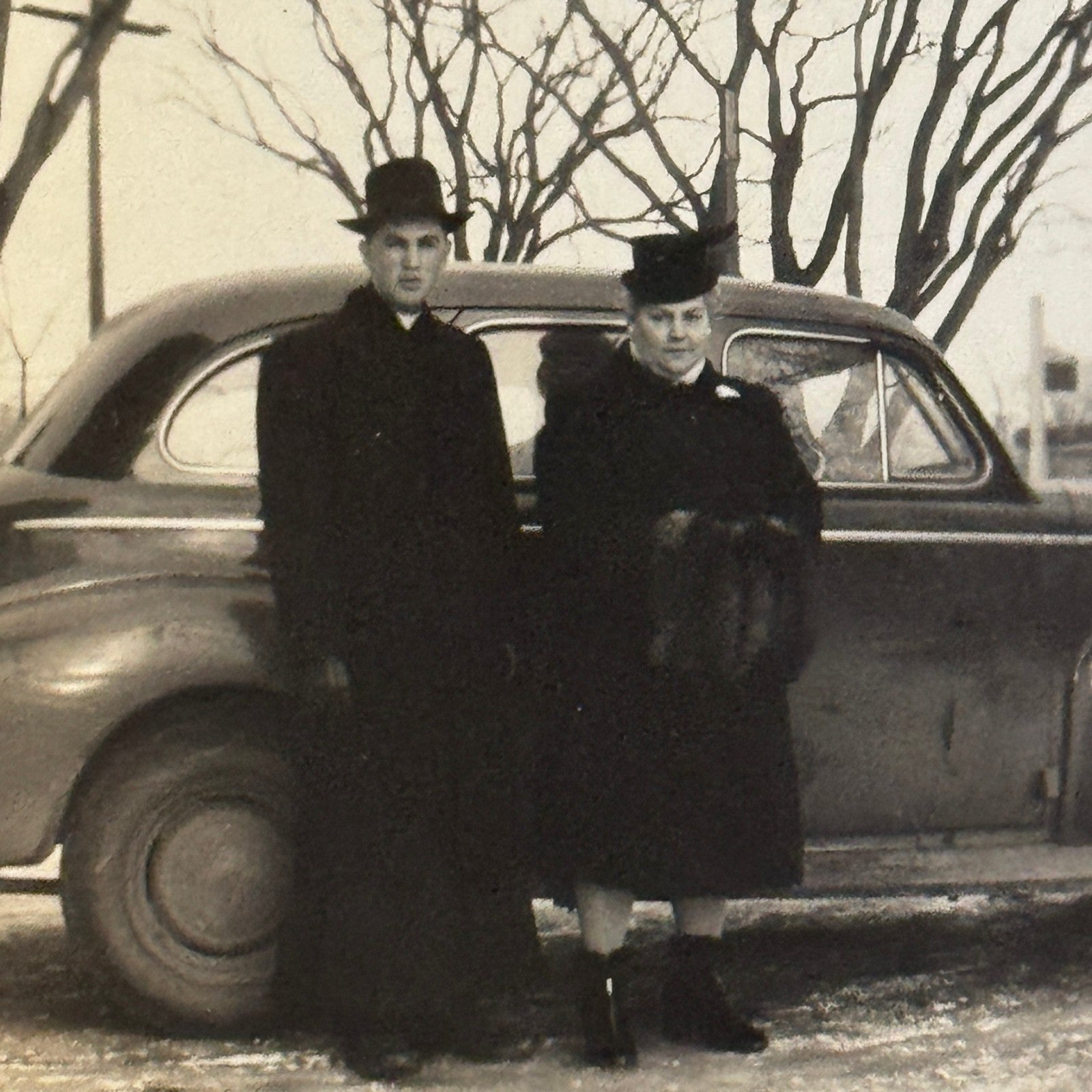 Vintage Photo Photograph Print Man and Woman with Car Automobile