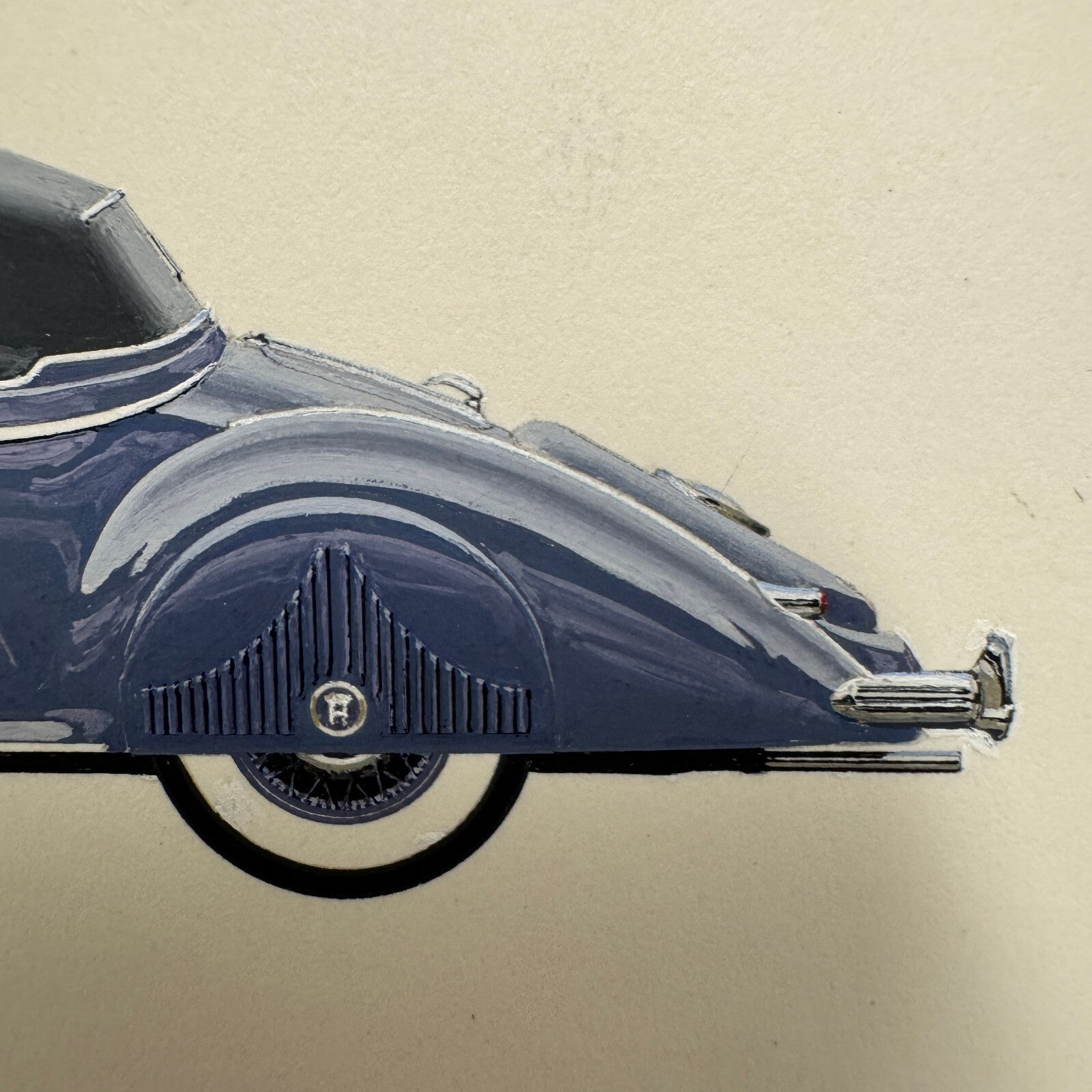 1939 Horch 853 A Special Roadster Illustration Art Drawing Vintage Miniature