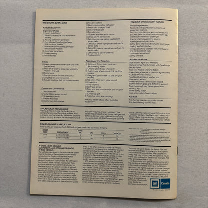 1980 Buick Skylark Car Sales Brochure Catalog Vintage Car Advertising