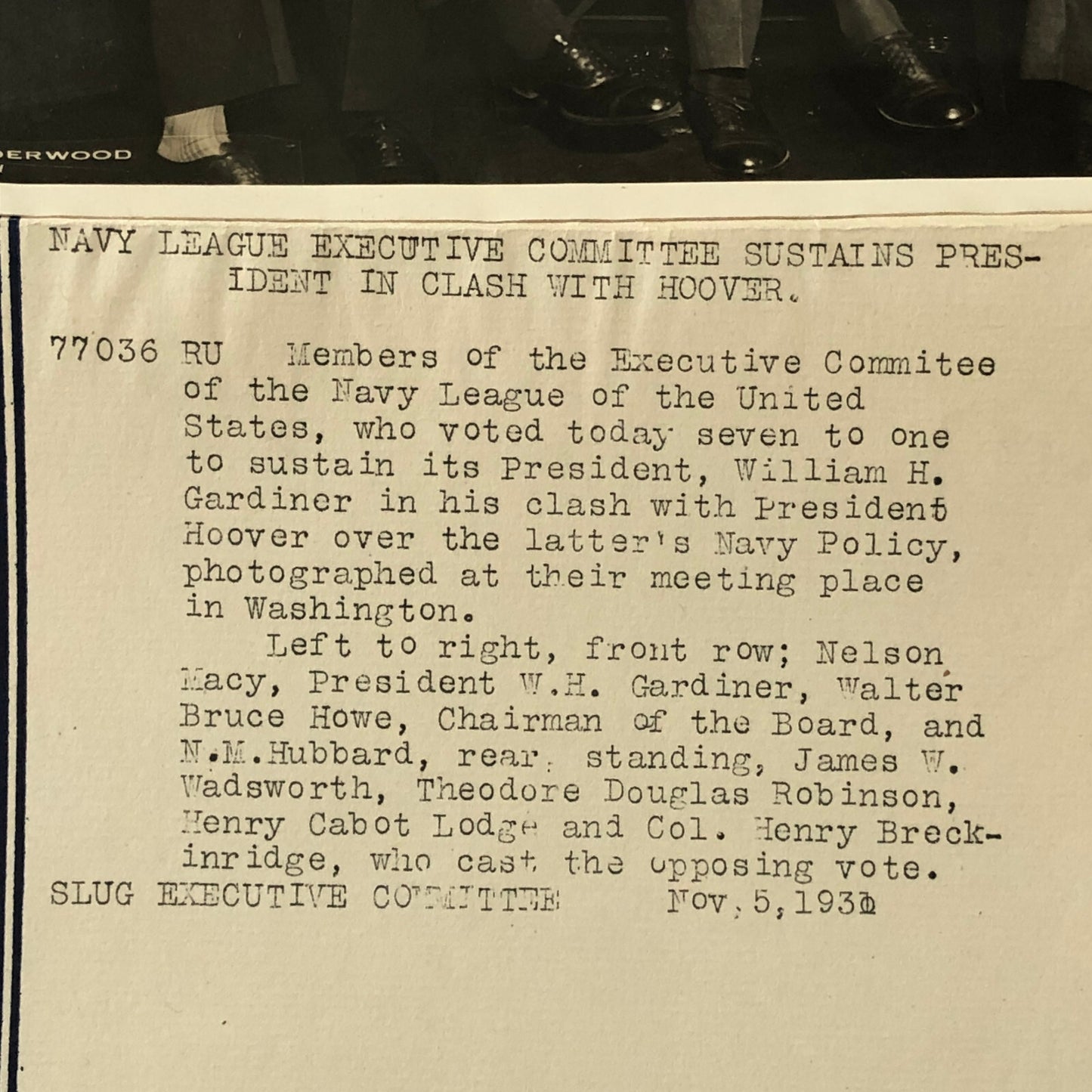 Press Photo Photograph Navy League Against President Herbert Hoover 1931