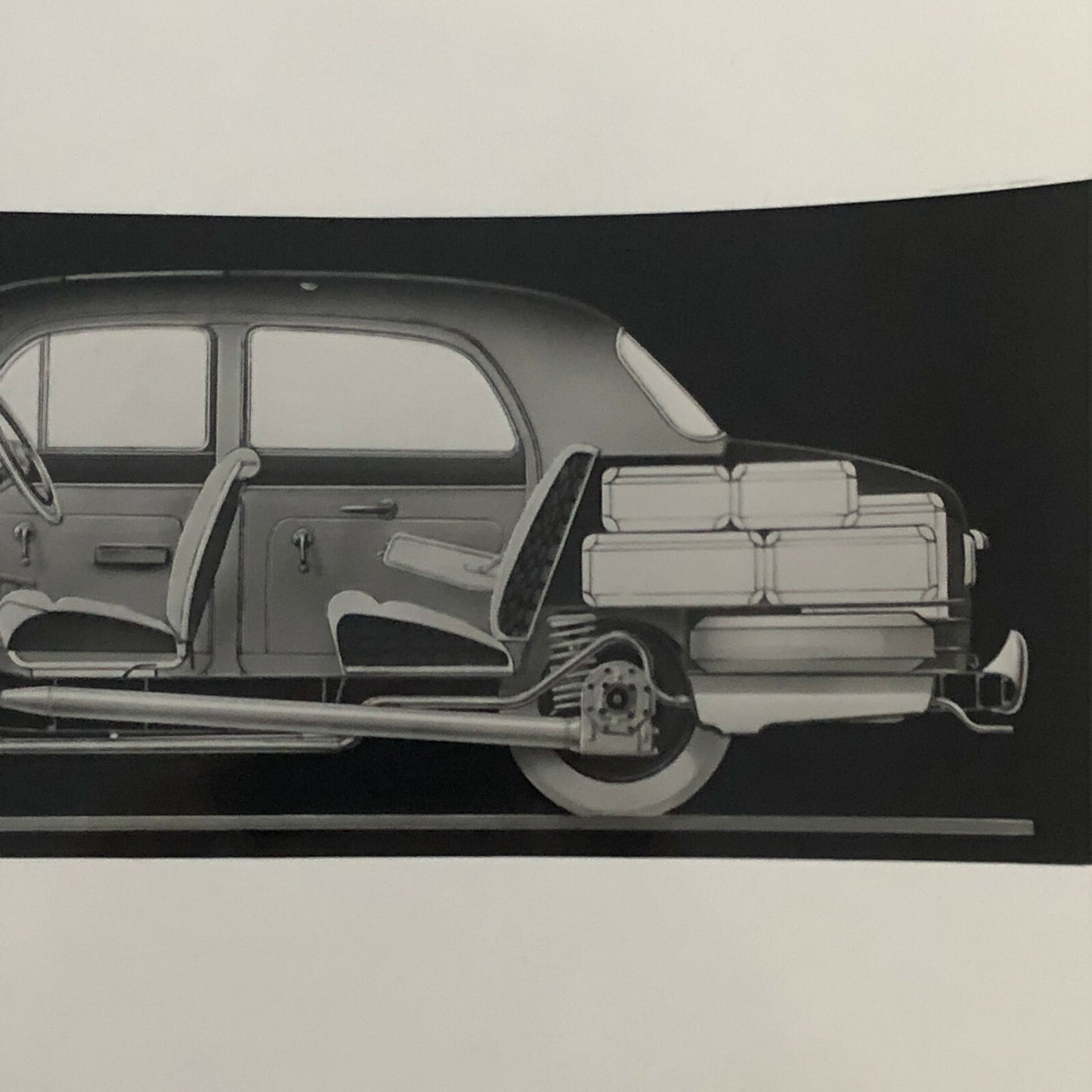 Vintage Cutaway Car Automobile Press Photo Photograph Print - Unknown Model 