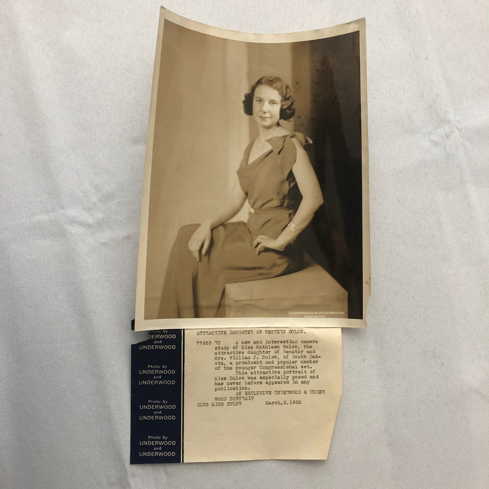 Press Photo Photograph Daughter of Senator Society Woman Kathleen Bulow 1932